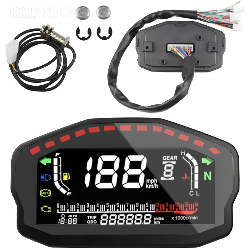 

DHL 3Pcs/lot Motorcycle Universal LED LCD Speedometer Digital Odometer Backlight For 2,4 Cylinders For BMW Honda Ducati Kawasak