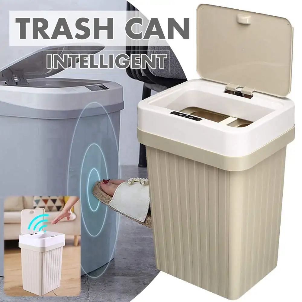 

16L Intelligent Trash Can Automatic Sensor Dustbin Smart Rechargeable Waste Bin Waterproof Rubbish Garbage Bucket+USB Cable