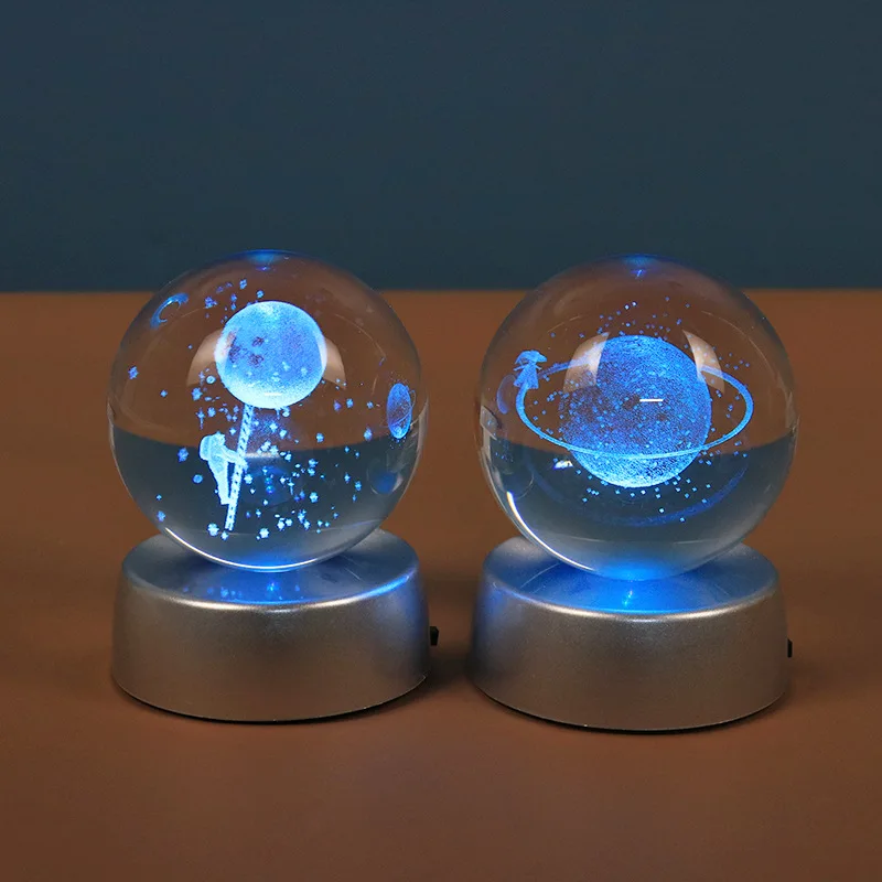 

3D Carved Crystal Ball Ornaments Astronaut Starry Sky Series Little Prince Creative Night Light Ornaments Birthday Couple Gifts