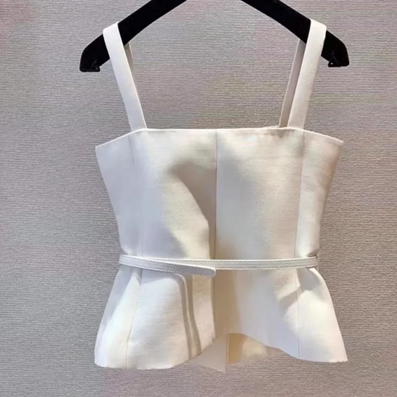 Летний показ мод 2024 универсальная майка для похудения сексуальный черный белый