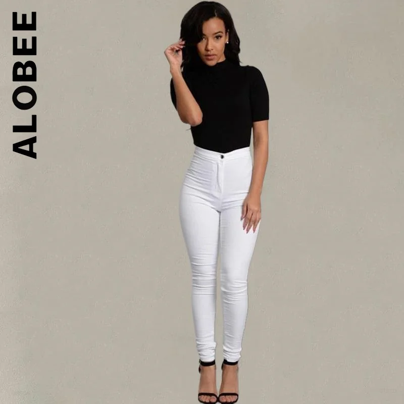 

Alobee Women Pants Fashion Trousers Vintage Denim Skinny Pants Sexy Long Women Trousers Elegant Soft Pant Streetwear Female