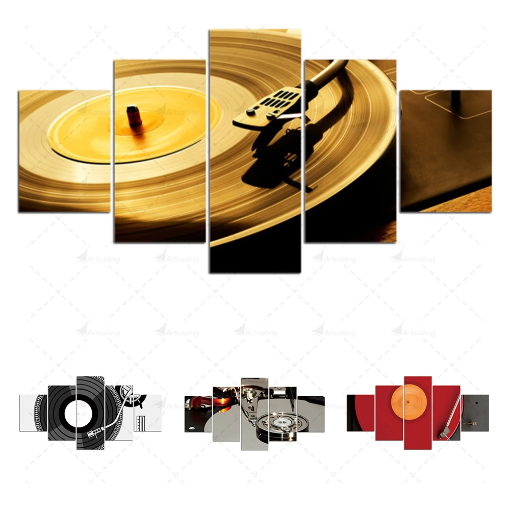 

Wall Art 5 Pieces Canvas HD Prints Painting DJ Music Instrument Turntables Poster Home Decor Pictures for Living Room