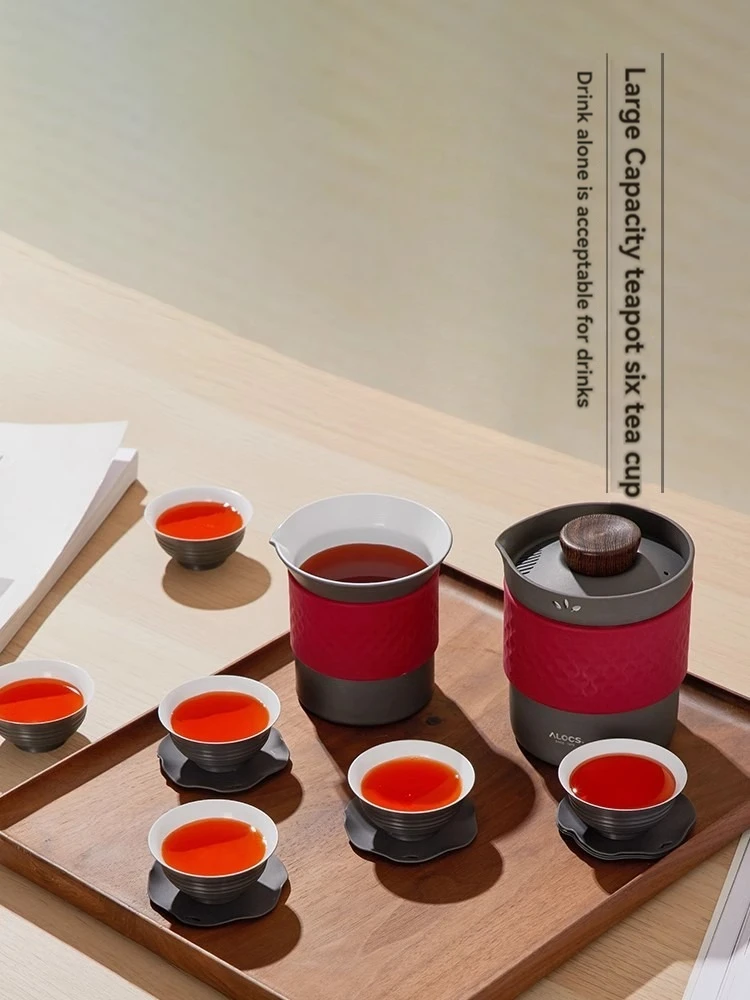 ALOCs Портативный Уличный Чайный Сервиз С Двумя Чайниками И Шестью Чашками Для