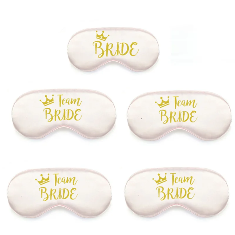 5pcs/set Wedding Sleep Soft Eye Mask Bridal Shower Bride Eyemask Team Bride To Be Bachelorette Party Girl Hen Party Supplies
