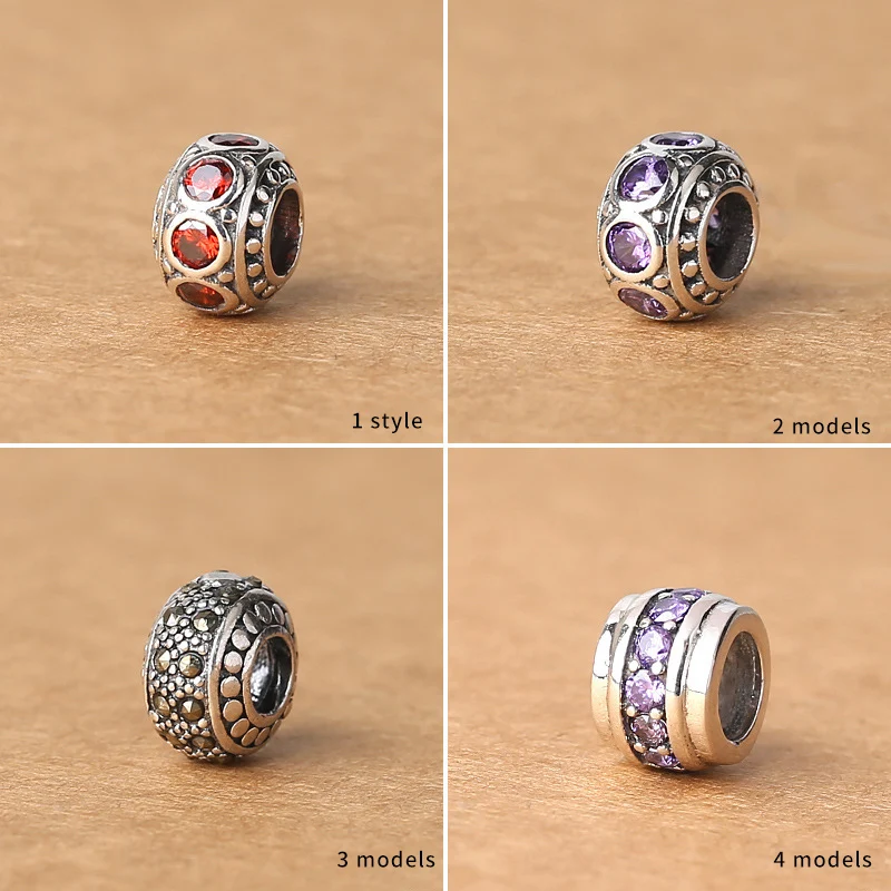 

S925 Sterling Silver Fashion Jewelry Exquisite Women's Bracelet Basic DIY Accessories Creative Big Hole Zircon Bucket Beads