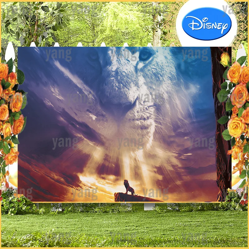 

Lovely Cartoon Disney Spectacular Lion King Simba Head Backdrop Custom Happy Birthday Party Decoration Photography Background