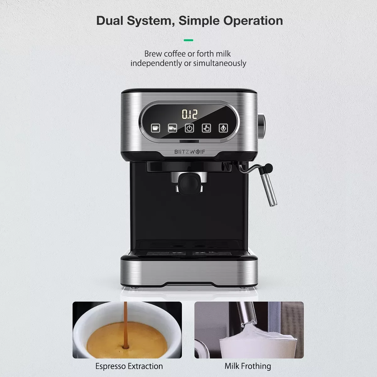 

20Bar Coffee Machine Semi Automatic Espresso Coffee Maker with Milk Frother Cafetera Cappuccino Latte Mocha Maker Home