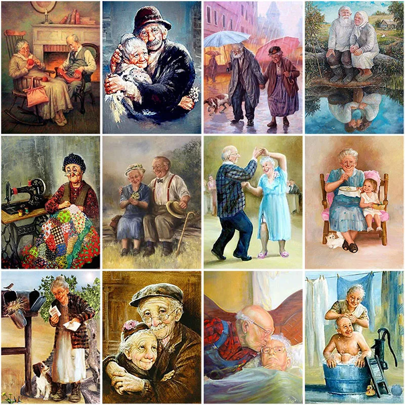 

5D DIY Diamond Painting Cartoon Old Man Child Embroidery Mosaic HandiCraft Picture Full Drill Cross Stitch Kit Living Room Decor