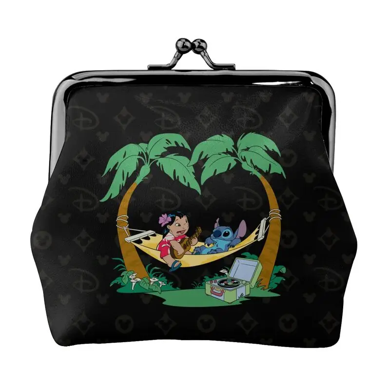 

Disney Brand Bag New Woman Cartoon Print Leather Kiss Lock Coin Purse Design Short Wallet High Quality Girl Clutch Card Holder