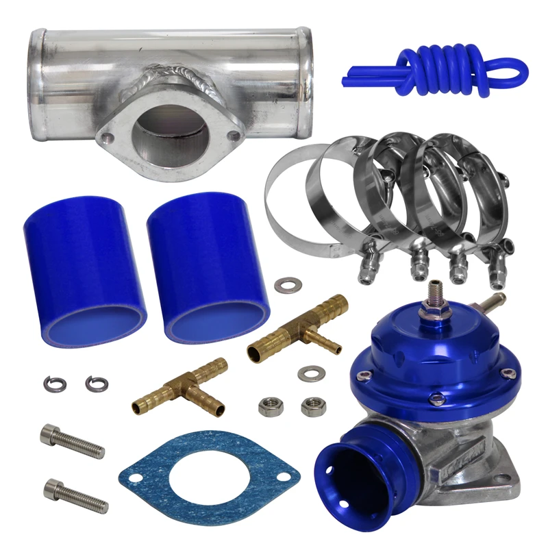 

30PSI Blow Off Valve BOV +Type RS 2.36" 60mm Flange Pipe Adapter Silicone Hose Kit