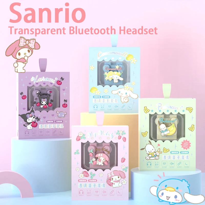

Bluetooth-гарнитура Sanrio Kawaii Cinnamoroll Kuromi My Melody, Симпатичные Мультяшные наушники с шумоподавлением, Спортивная гарнитура для студентов