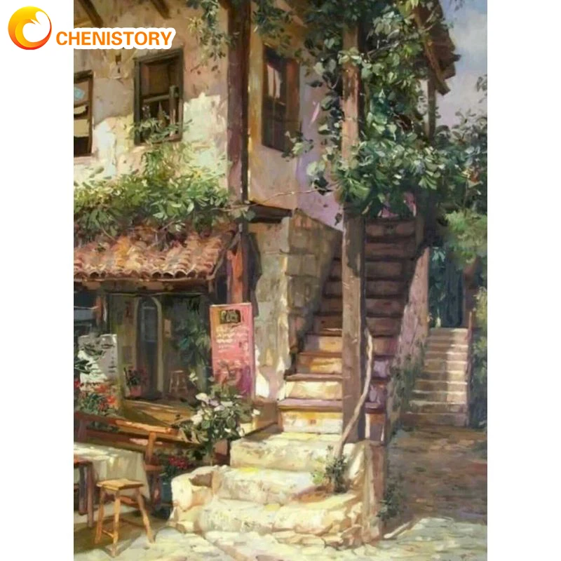 

CHENISTORY Coloring By Numbers House Kits Acrylic Handpainted Picture By Number Snow Mountain Oil Painting On Canvas Decoration