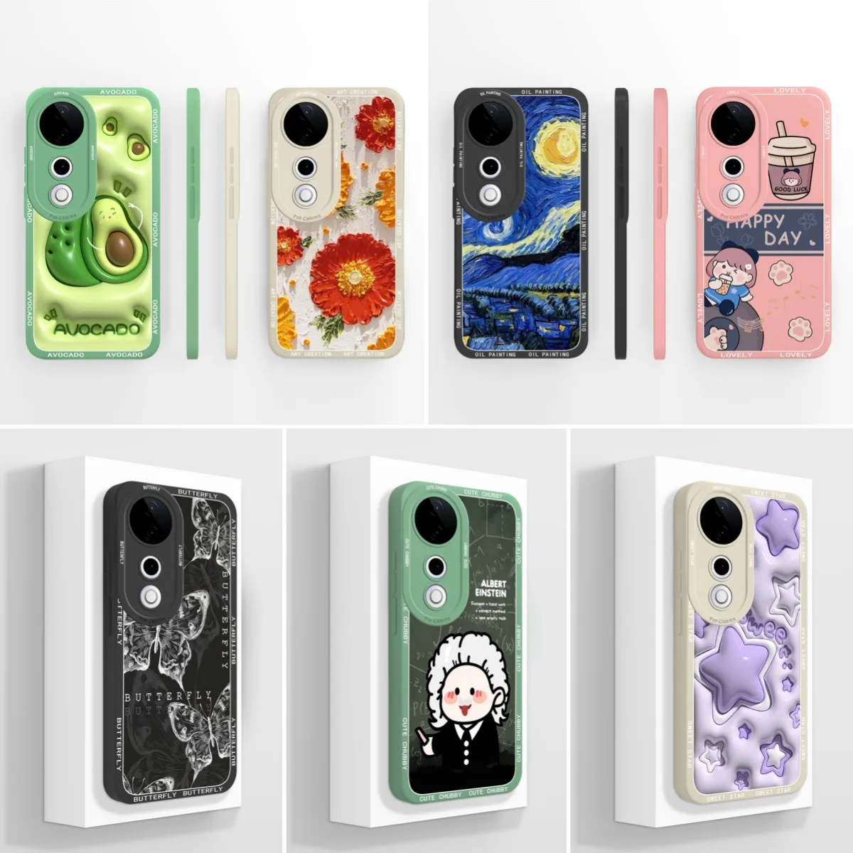 Стильный чехол для Vivo V40 Pro V40SE V40Lite Cool Sweet Style Pretty Girl Avocado Anti Drop Силиконовый корпус V40E