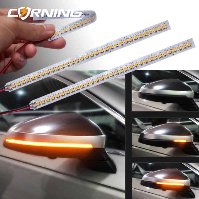 

2Pcs Car Rearview Mirror Indicator Lamp DRL Streamer Strip Flowing Turn Signal Lamp LED Car Light Source Turn Signals For Cars