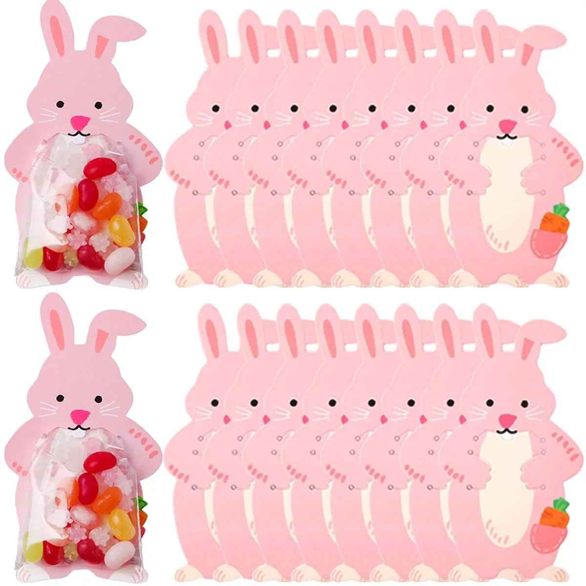

10Pcs Easter Rabbit Lollipop Bags Cartoon Rabbit Candy Boxes Rabbit Lollipop Card Happy Easter Spring Party DIY Decor Kids Gift