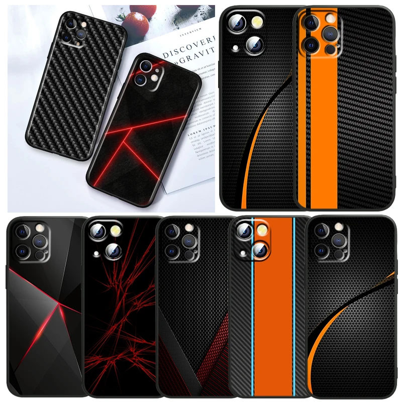 

Carbon Fiber Car Art Phone Case For Apple iPhone 14 13 12 11 SE XS XR X 7 8 6 Mini Plus Pro MAX 2020 Black Soft Cover