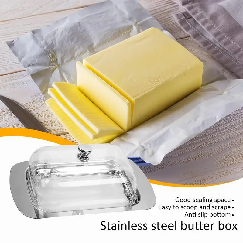 

Butter Dish With Lid Airtight Butter Container Non-Slip Long-lasting Butter Holder Easy-grip Lid Home Kitchen Accessories