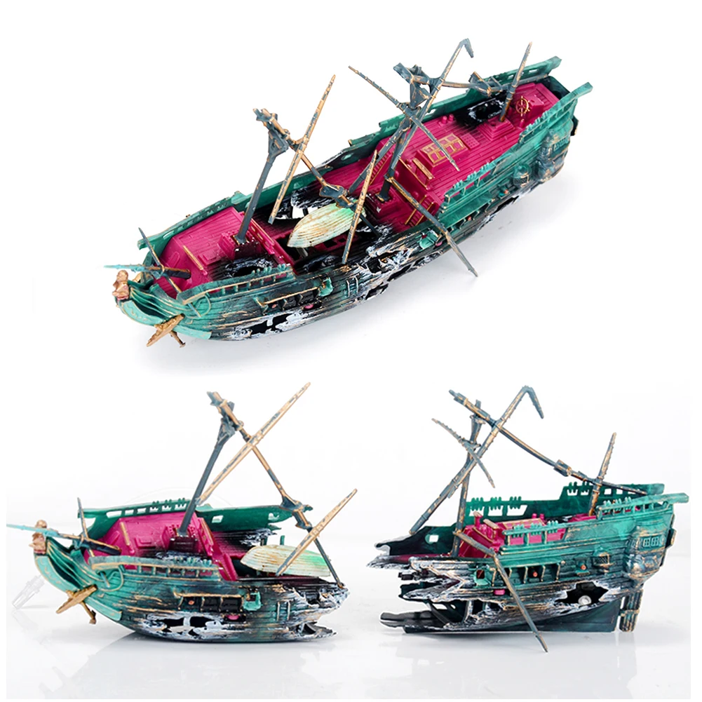 

Large Aquarium Decoration Landscaping Pirate Ship Broken Boat Resin Ship Separated Sunk Fish Tank Accessories