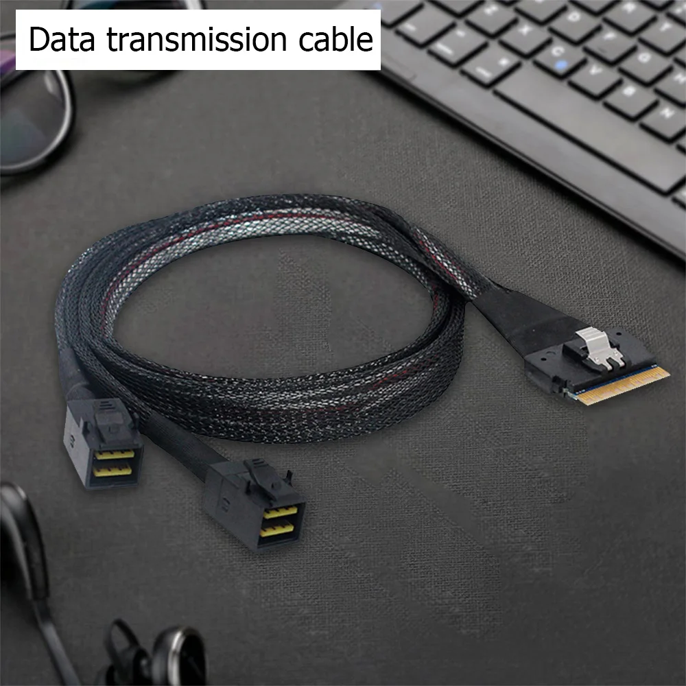 Сменный кабель для передачи данных сервера Mini SAS SFF-8654 76P to 2 SFF-8643 36 Pin SSD Line