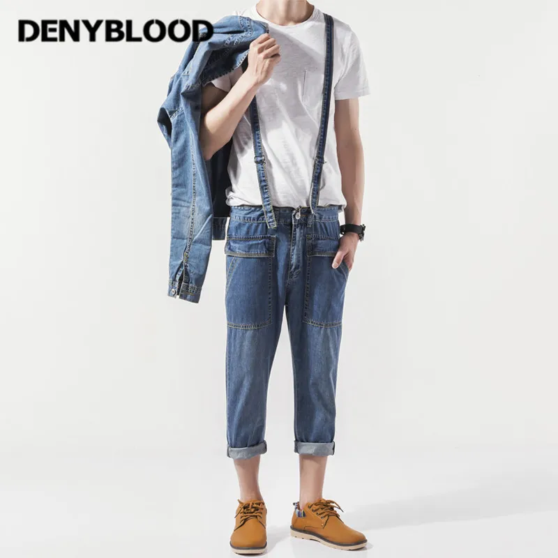 Denyblood Jeans Mens Denim Overalls Full Sleeves Slim Straight Bib Pants Jumpsuit for Man Working Clothing 2022 Autum New 2026