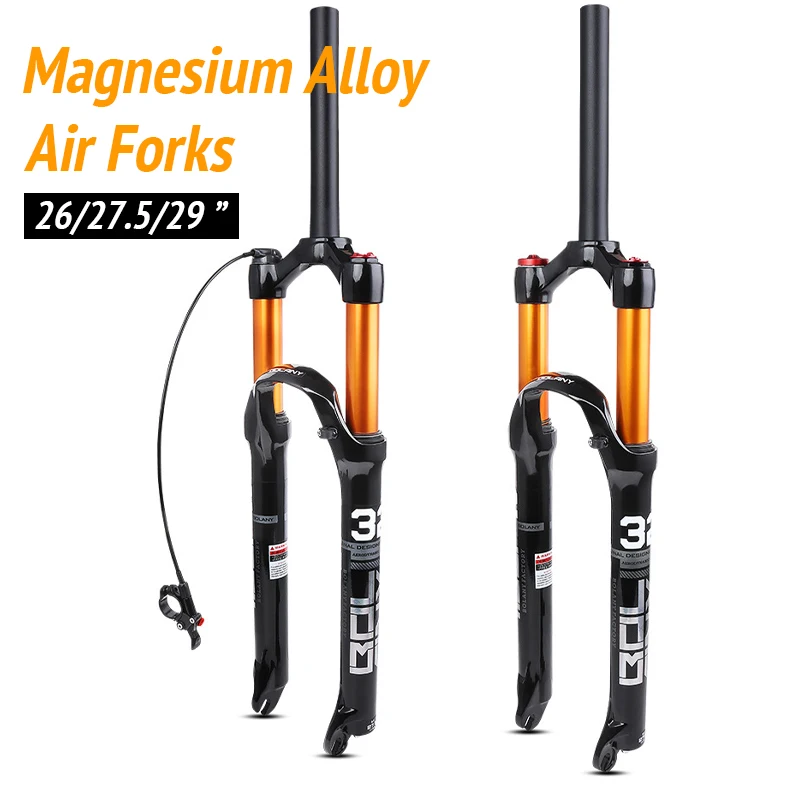 

Magnesium Alloy MTB Bike Shock Absorber Air Pressure Fork Damping 26/27.5/29 inch with Lockout Mountain Bicycle Accessories