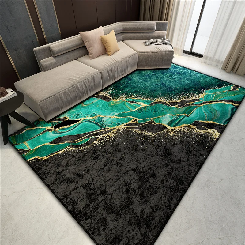 

Luxury Green Marble Carpet Washable Anti-Slip Carpet Decor Thin Summer Carpet Living Room Bedroom Print Decorative Carpet