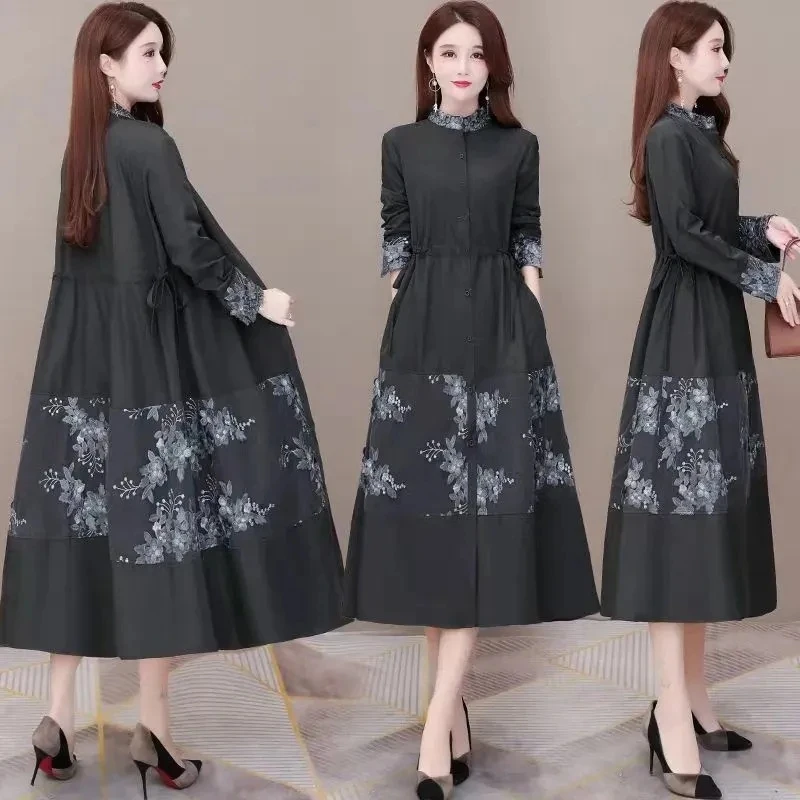 Женский Тонкий тренчкот с воротником-стойкой свободная однотонная ветровка