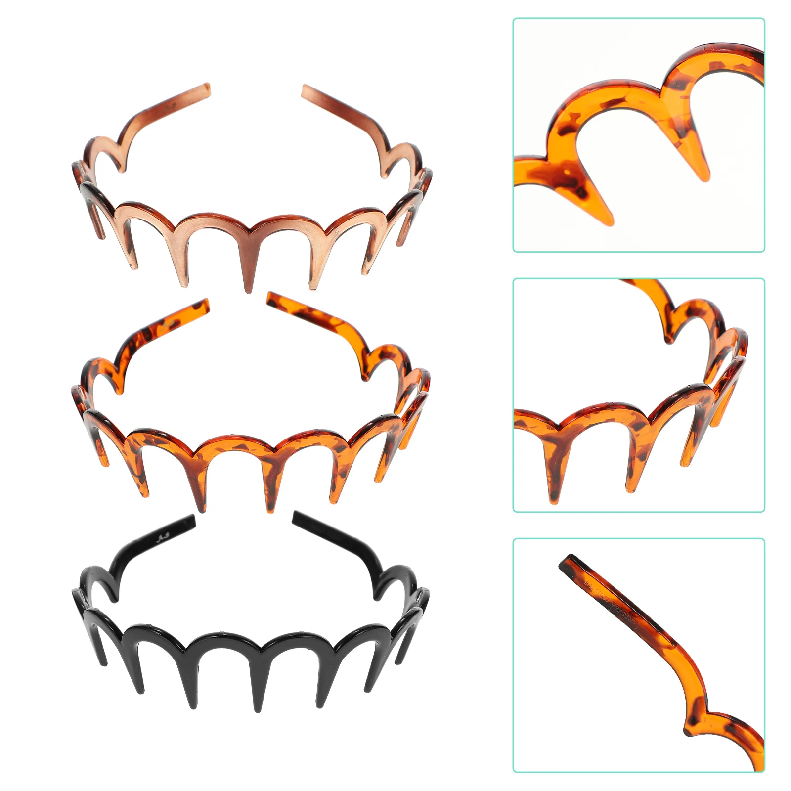 

3 Pcs Stretchy Headbands For Women Toothed U-shaped Headband Yoga Hair Comb Plastic Sports Men Resin Hairband Man