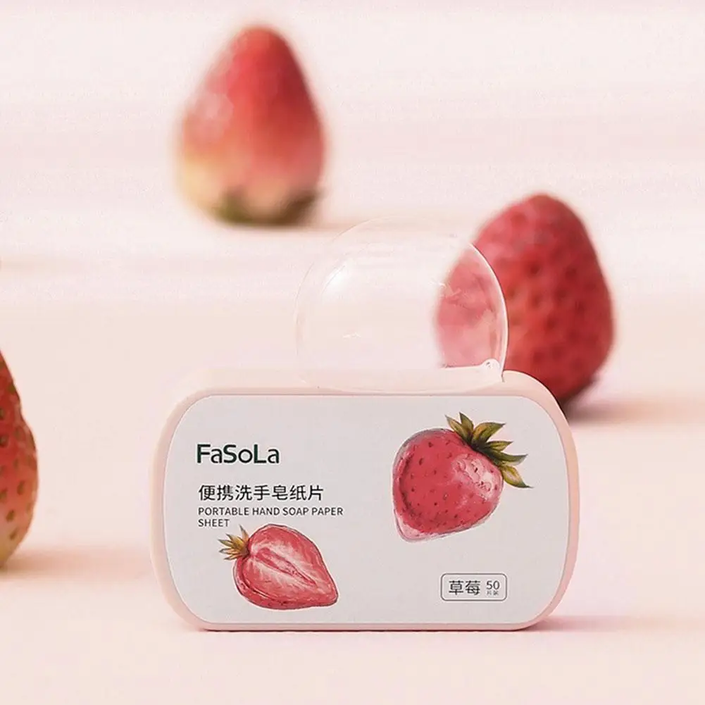 

50pcs Portable Mini Strawberry Paper Soap Disposable Hand Washing Scented Soap Papers Hand Care Cleaning Soaps