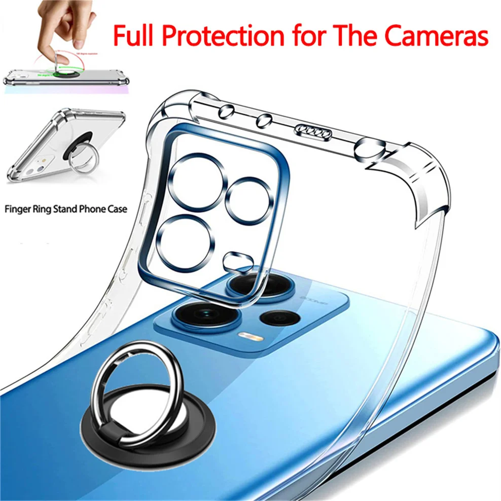

Note-12, Finger Ring Stand Case for Redmi Note 12 Pro+ Cover Shockproof Silicone Phone Cases Note12 5G Xiaomi Note 12Pro Plus