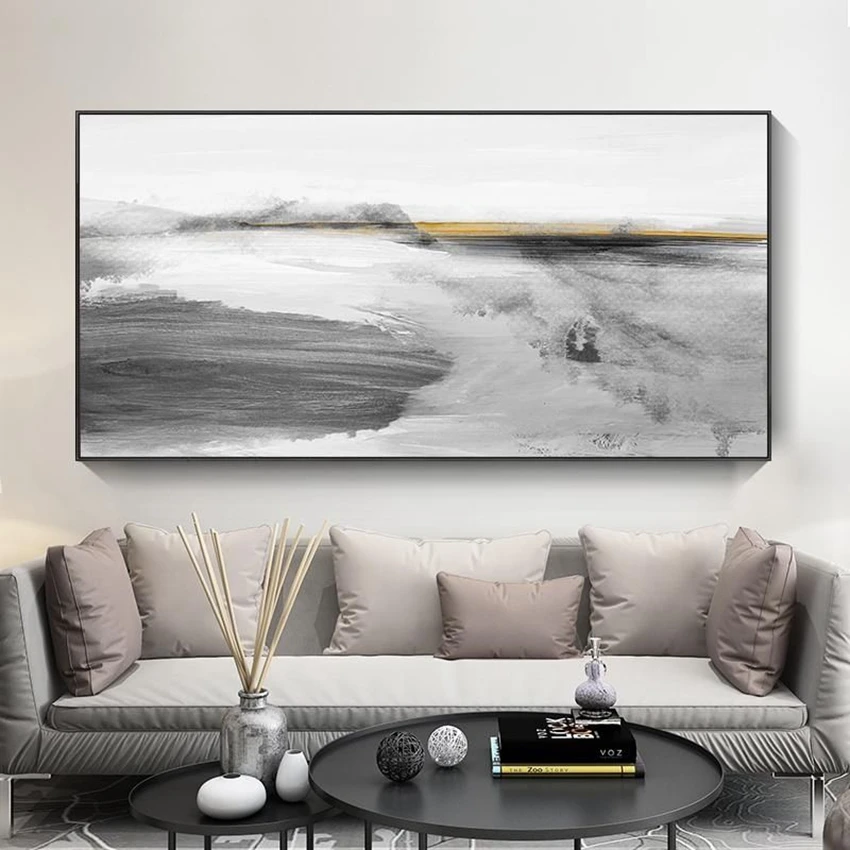 

Скандинавский современный простой абстрактный настенный фон ручной работы с изображением дивана для гостиной черно-белый постер для украш...