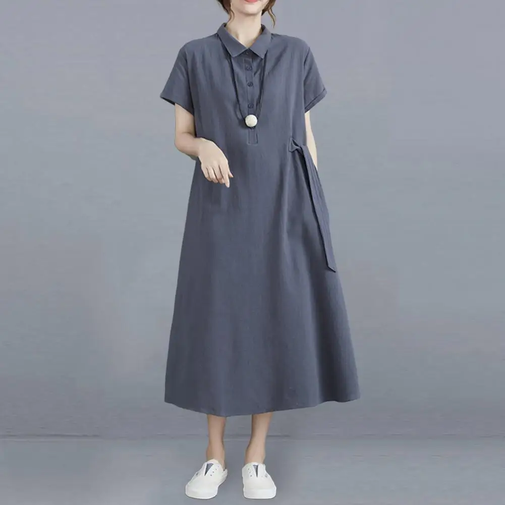 

Women Dress Pockets Beach Dress Women Casual Short Sleeve Long Dress