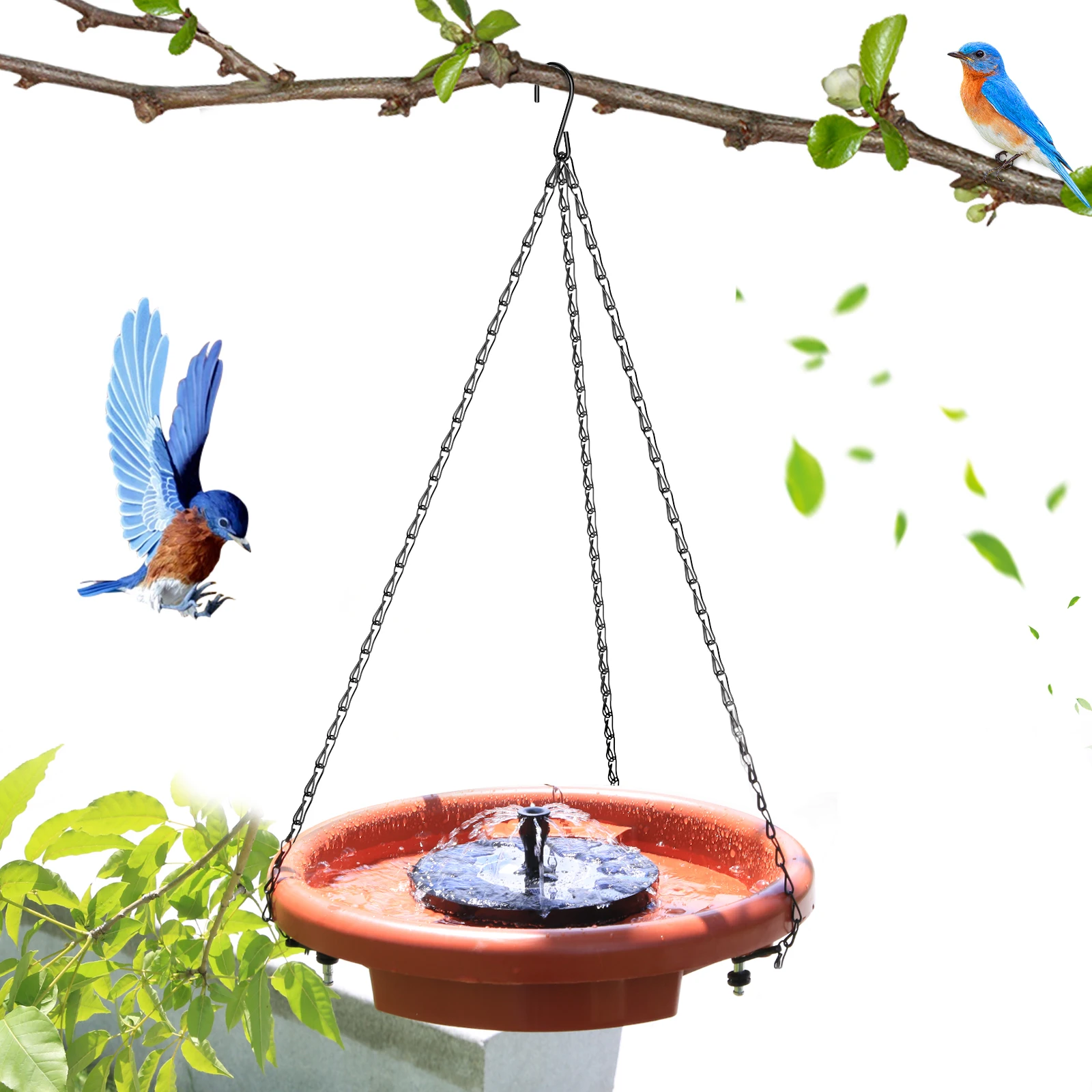 Outdoor Bird Drinking Bird Feeder Tray Bird Seed Catcher Tray Platform with Hook and Chain for Outdoor Garden Yard Patio