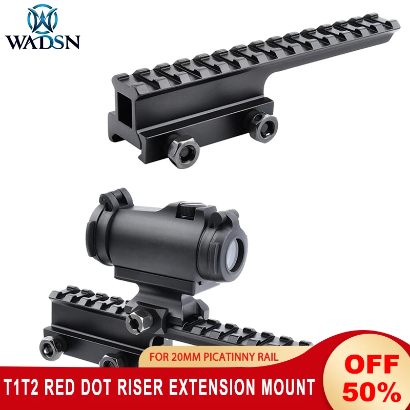 

WADSN t1 t2 Tactical flashlight Rear Extension Base Scopes Mounts Extender 19mm to 31mm Riser for Picatinny AR15 Airsoft Hunting