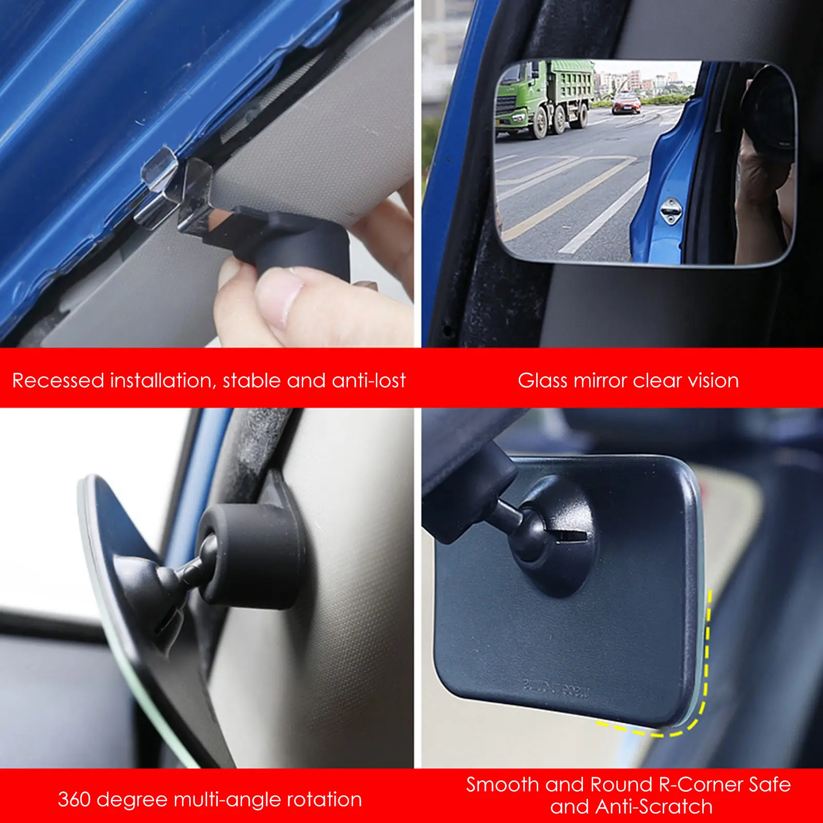 

Adjustable Car Interior Auxiliary Blind Spot Mirror Frameless 360 Degree Wide Angle Rearview Mirror Auto Accessories