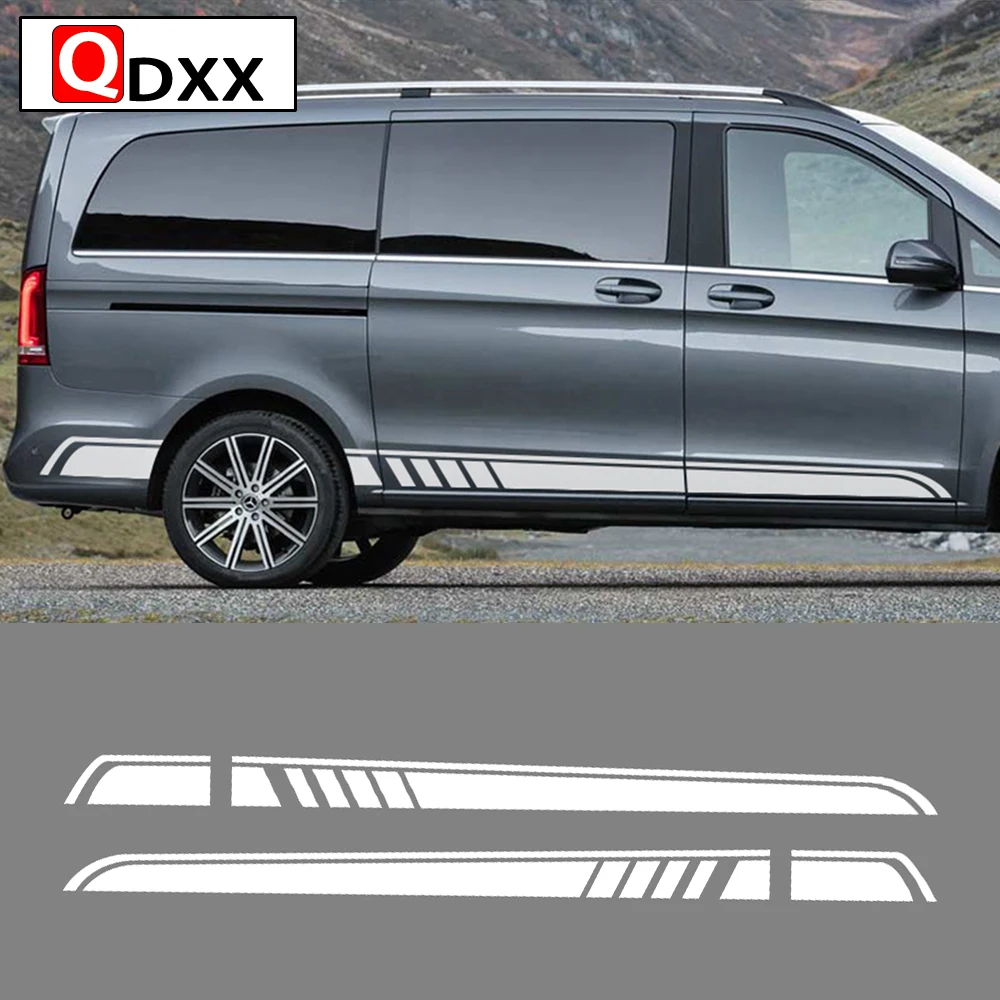 

2Pcs Car Long Side Stripe Sticker Auto Vinyl Film Decals Auto Kit For Mercedes Benz Vito Viano V Class w447 v260 DIY Accessories