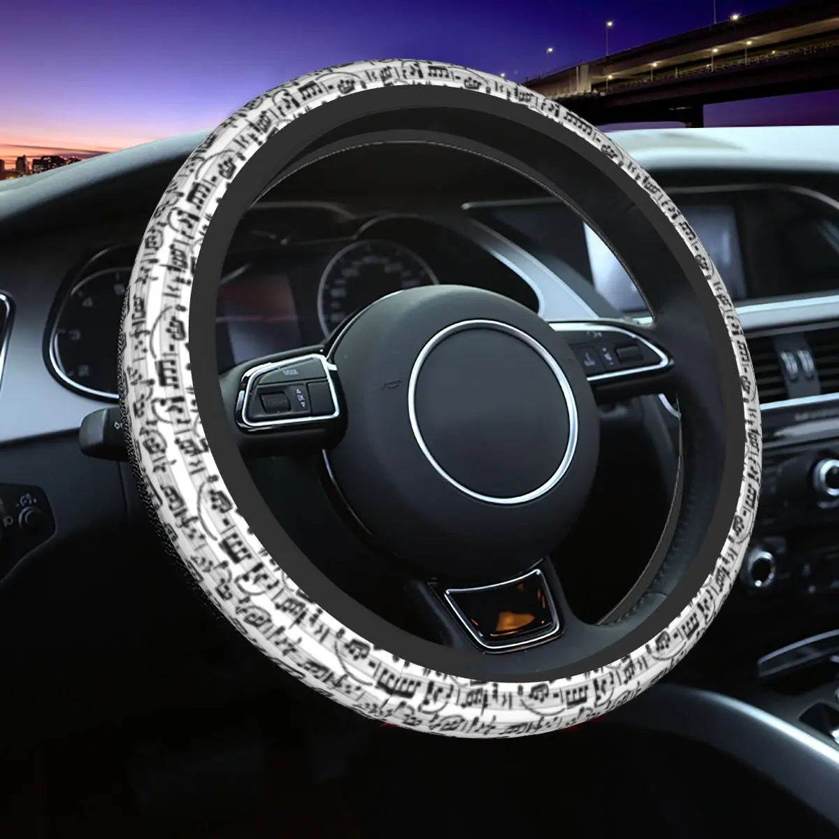 

Car Steering Wheel Covers Music Note Instrument Musical Listening Braid On The Steering Wheel Cover Steering-Wheel Accessories