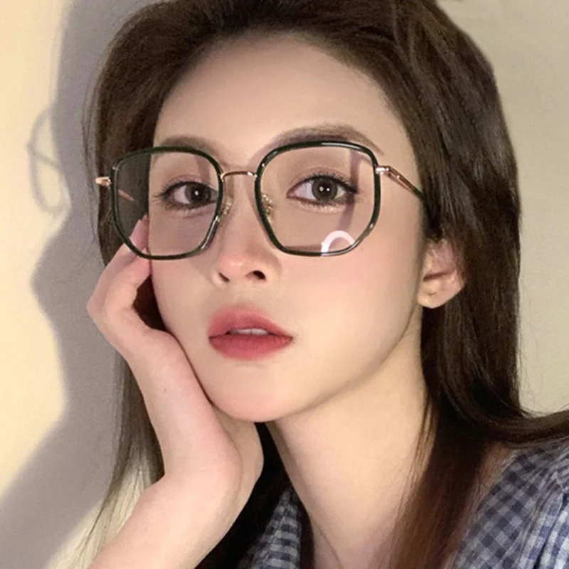 

Glasses Frame Anti Blue Light Glasses Transparent Summer 2022 Trend Computer Fashion Round Decorative Aesthetic No Dioptric