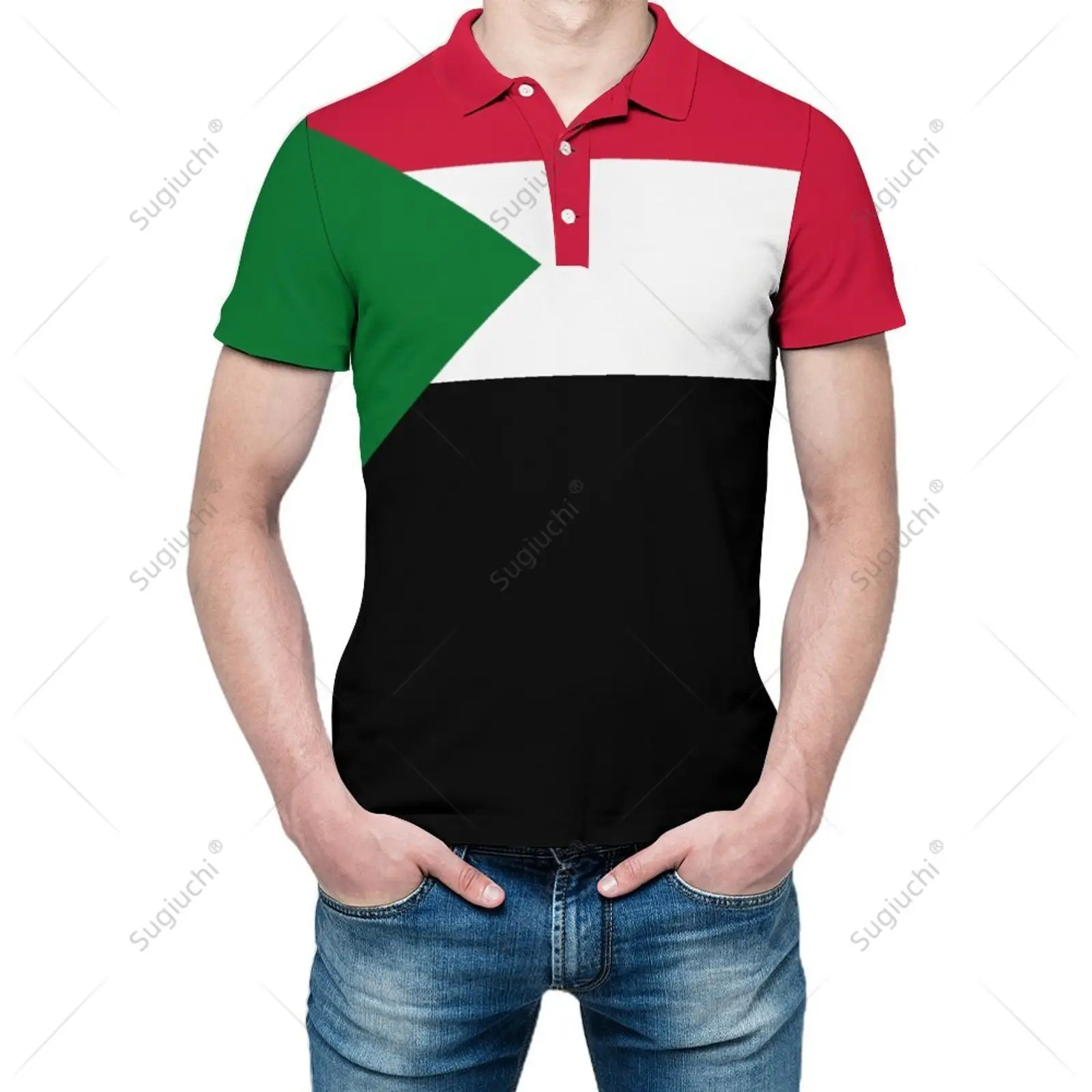 Рубашка-поло унисекс с флагом Судана и 3D принтом мужская модная одежда-поло