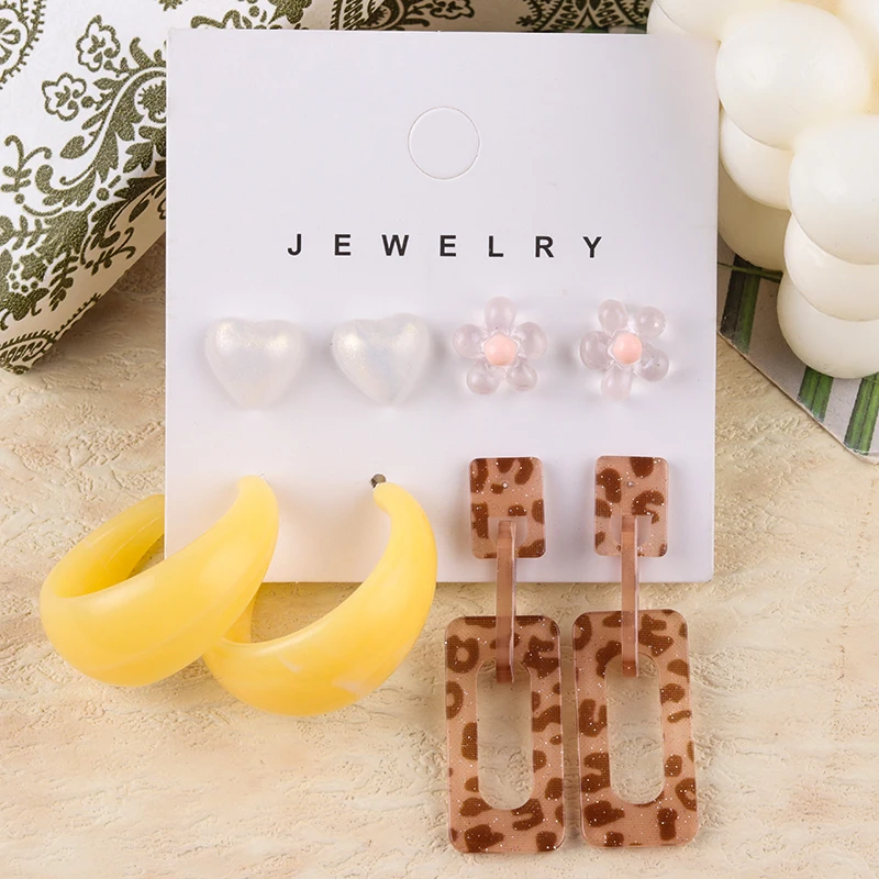 4 пары нежных элегантных креативных минималистичных геометрических украшений