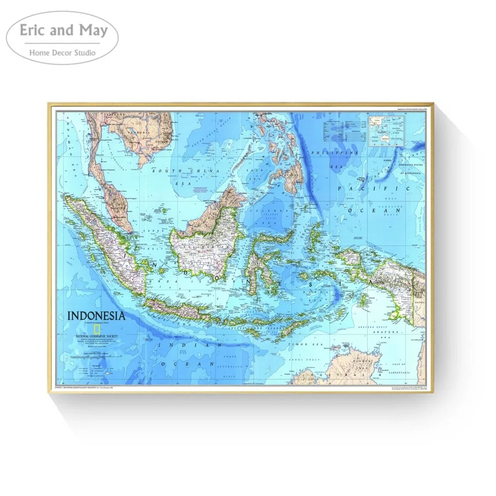 

Карта Индонезии, большие размеры, HD плакаты и принты, настенное искусство, декоративная картина на холсте для гостиной, домашний декор без рамки