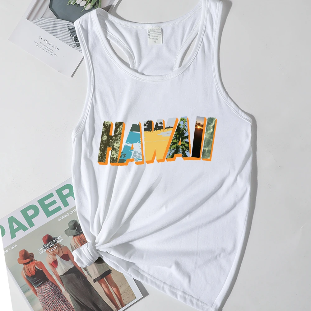 

Hawaii Tops Women Hawaii Beach Tank Top Girls Classic Sunset Coconut Tree Summer Fashion Clothing 2022 Letters Print M