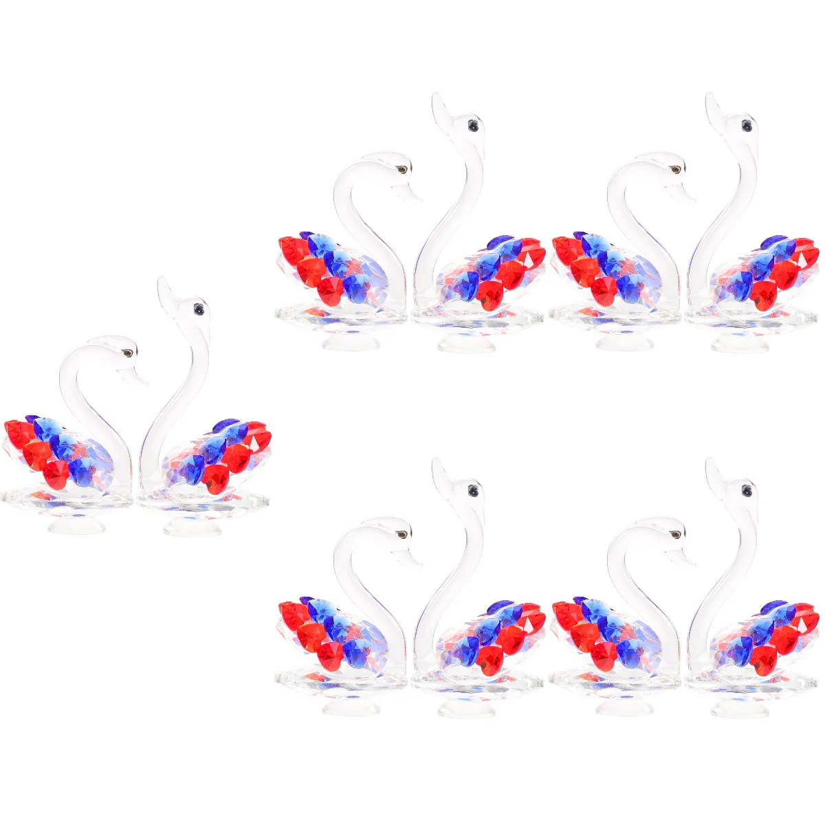 

5 Pairs of Desktop Swan Swan Figurine Swan Statue Wedding Swan Decoration