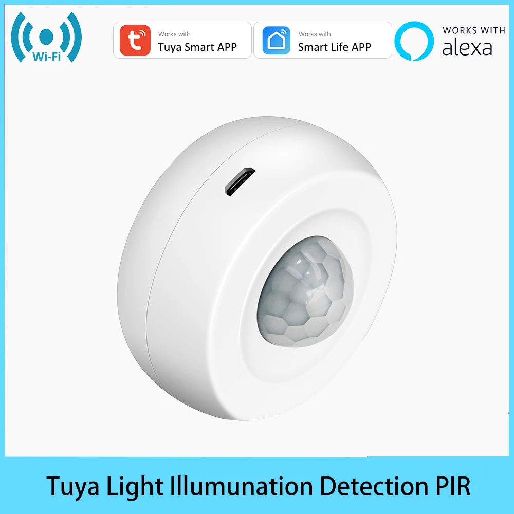

Tuya Lux Light WiFi USB с батарейным питанием охранная сигнализация Инфракрасный датчик движения человеческого тела PIR детектор движения Smart Life Alexa