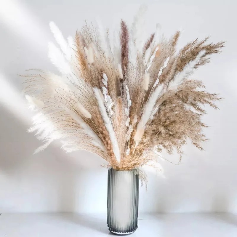 

30-120pcs Pampas Grass Phragmites Reed Dried Natural Flowers Bouquet Arrangement Wedding Party Decor Christmas Decorations