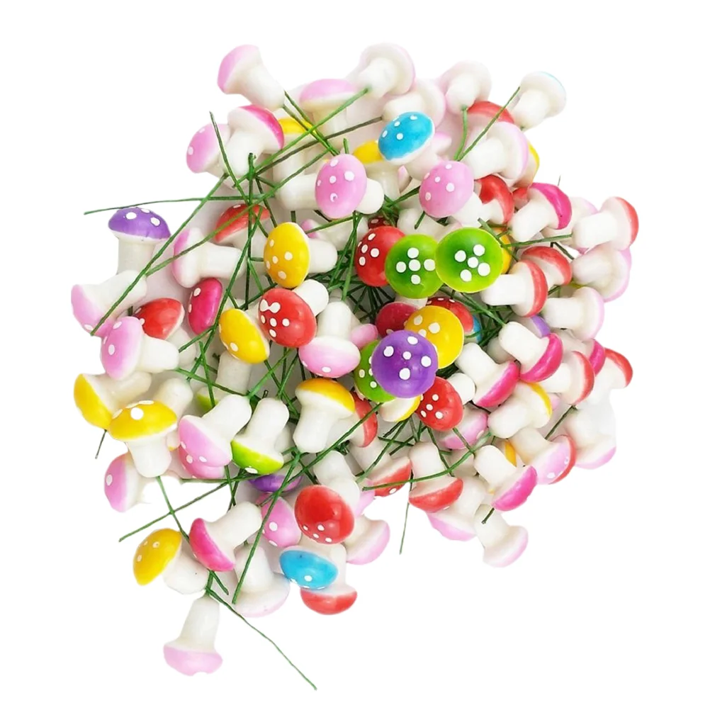 

60Pcs Miniature Mushroom Mini Mushroom Fairy Garden Colorful Mushrooms Size S Mixed Color Decor