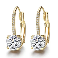 gorgeous round cubic zirconia dangle earrings for women wedding bridal engagement gold silver stud earrings high quality jewelry