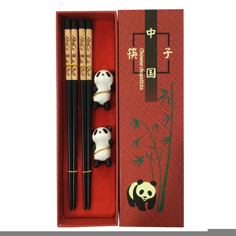 

Handmade Chinese Chopsticks Cutlery Tableware Set Panda Chopsticks Gift Box Set Natural Wooden Chopsticks Dinnerware Set