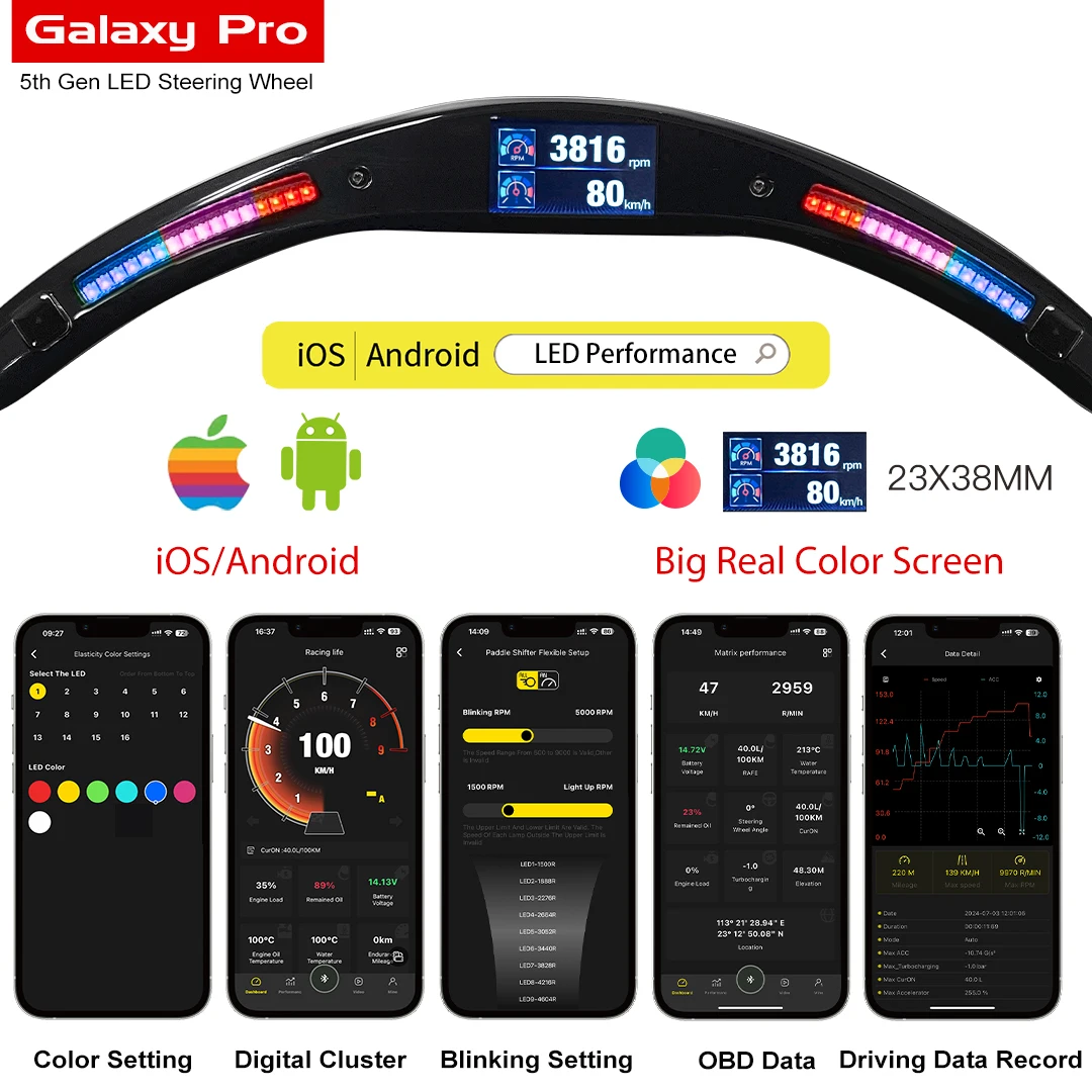 Комплект рулевого колеса со светодиодным дисплеем универсальная модель Galaxy Pro