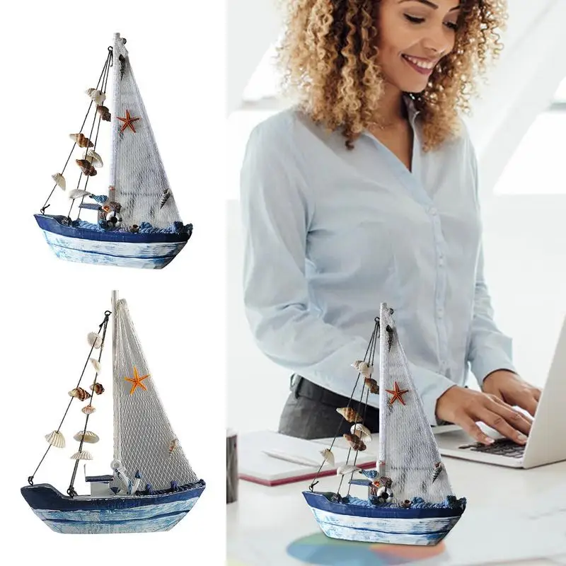 

Mini Sail Boat Model Wood Boat Model Ornaments Decor Reusable Wood Sail Boats Ornament For Nursery Party Bathroom